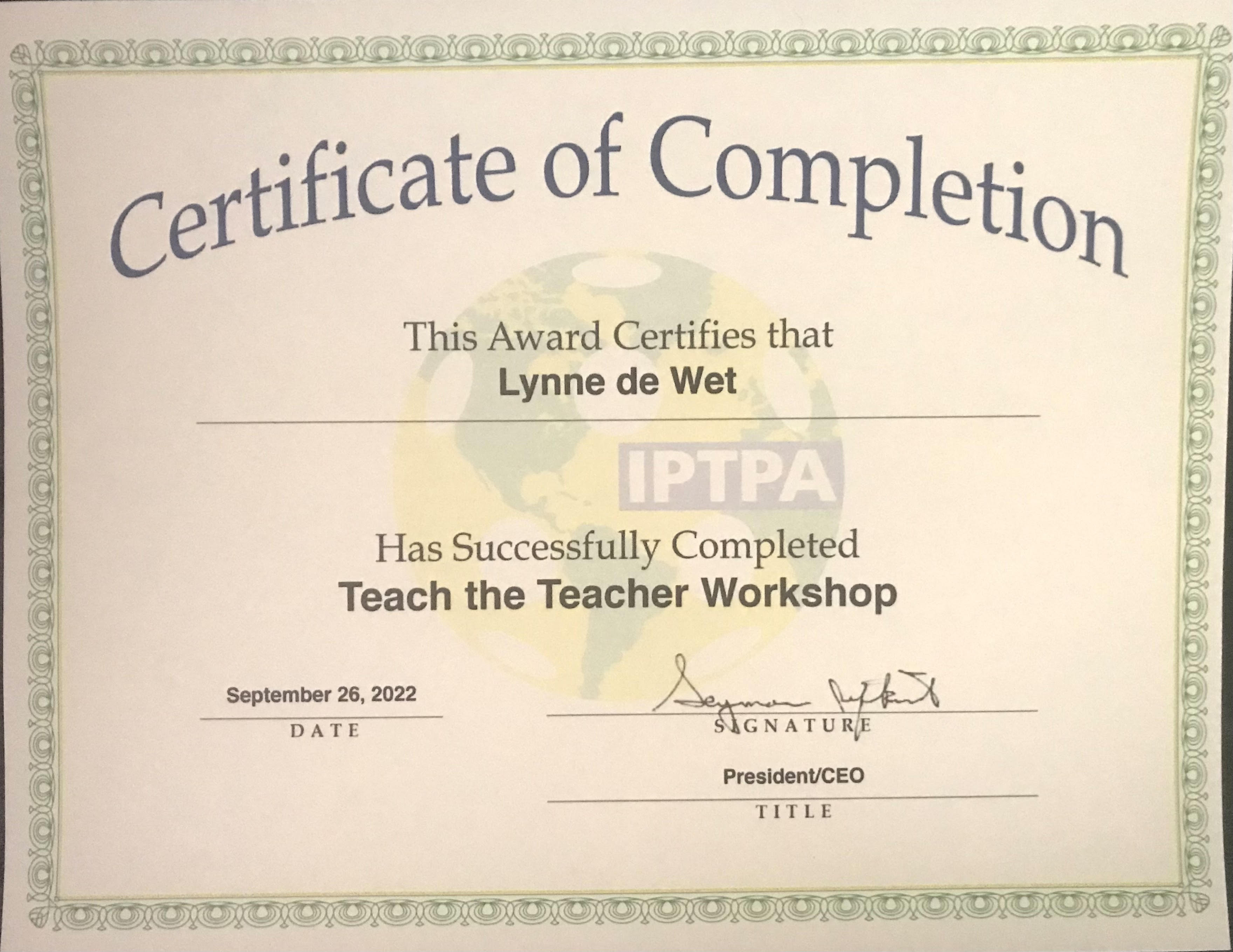 Teach the Teacher Certificate